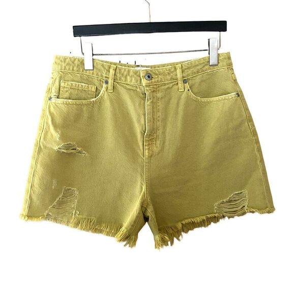Jonathan Simkhai Denim Distressed Lime Drop Shorts cut offs Sz 32 NWT $195 - Picture 6 of 12